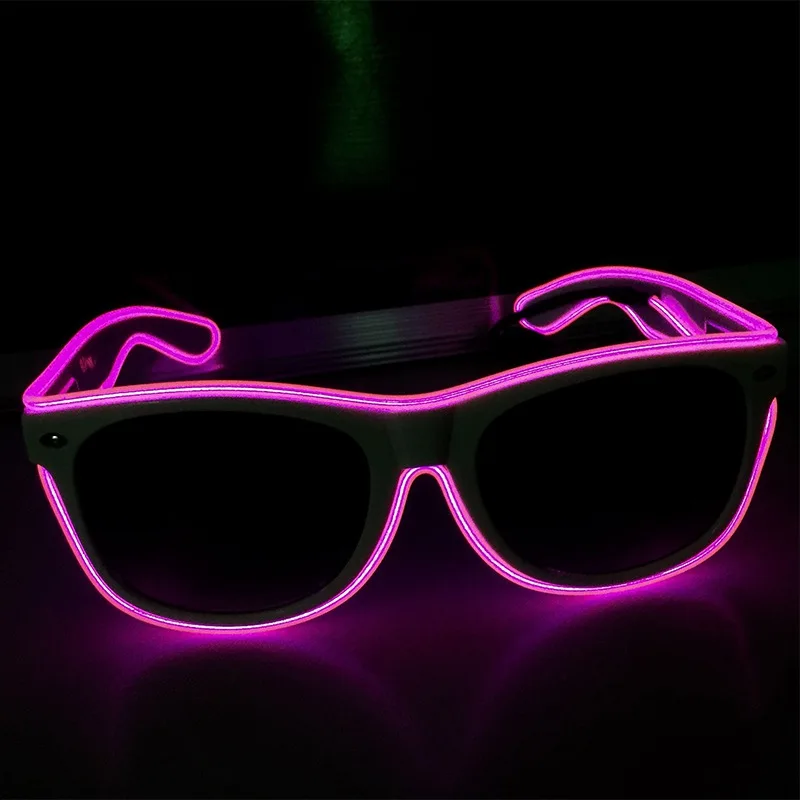 Модные женские и мужские мигающие очки EL Wire светодиодный Очки вечерние очки на Хэллоуин светящиеся солнцезащитные очки UV400 Прямая поставка F3 - Цвет линз: Rose Red