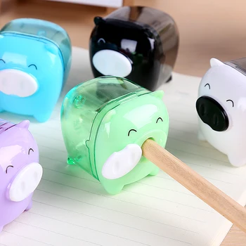 

mini school supplies cute little pig pencil sharpener 0557 cartoon pen machine stationery office of the color random 12 pcs/pack