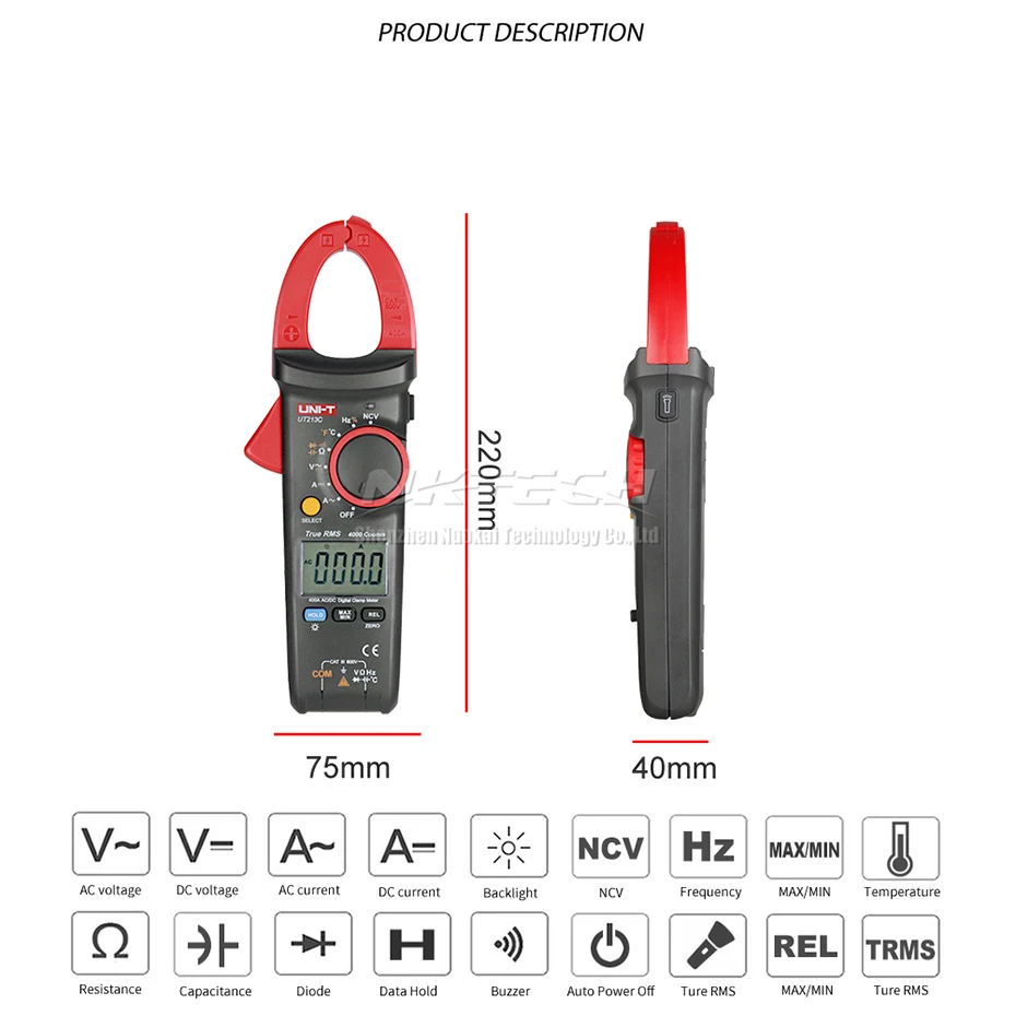 UNI-T цифровой клещи UT213C UT213B UT213A True RMS мультиметр Авто Диапазон температуры AC DC Амперметр Res емкость Freq NCV