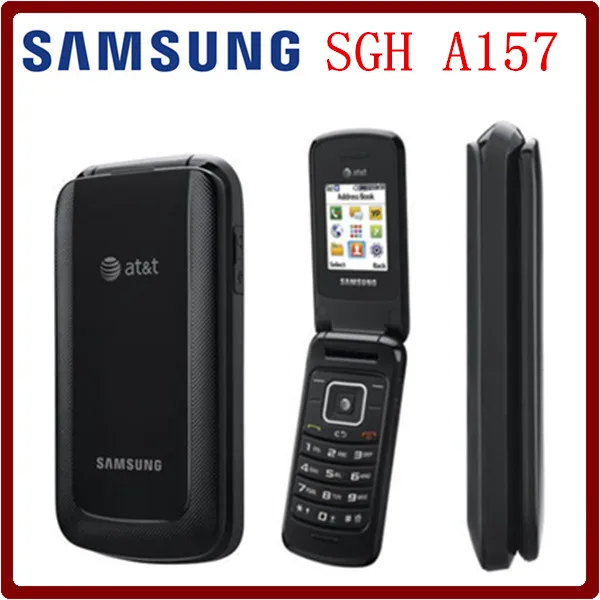 Разблокированный samsung SGH-A157 1,77 дюймов Bluetooth 800 мАч at& t черный отремонтированный флип мобильный телефон