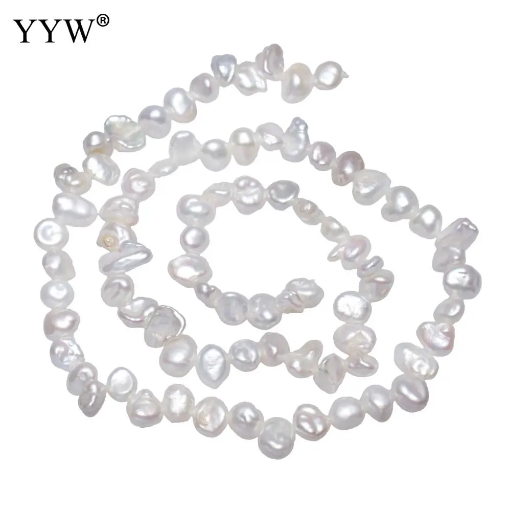5-9mm White Irregular Cultured Freshwater Pearl Natural Stone Loose Beads For Gift Necklace Bracelet Jewelry Making Strand 15.1&quot |