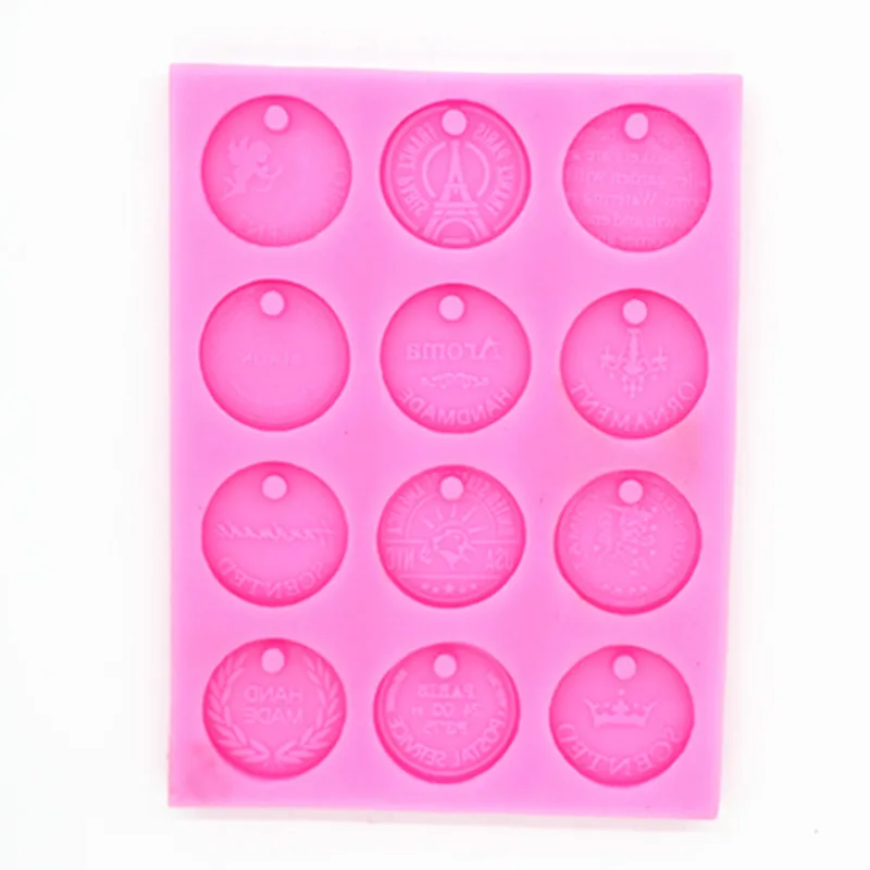 3D coin Round Plaster Tablet silicone mold aromatherapy Gypsume Pendant ornaments mould
