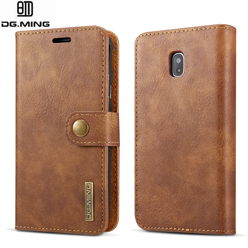 

DG Ming Cowhide Leather Card Slots Wallet Magnetic Detachable Case Cover for Samsung Galaxy J3 2017 J330 J3 Pro