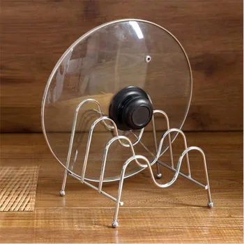 

Space Storage Holder Dish Rack Plate Shelf Kitchen Metal Pan Cover Bracket Kitchen Accessories