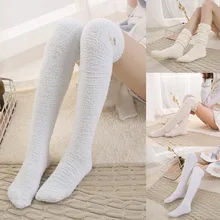 Красивые носки для девочек и женщин; теплые носки из сетчатого флиса с вышивкой; длинные носки выше колена; домашние носки из дышащего материала; Meias; эластичные носки