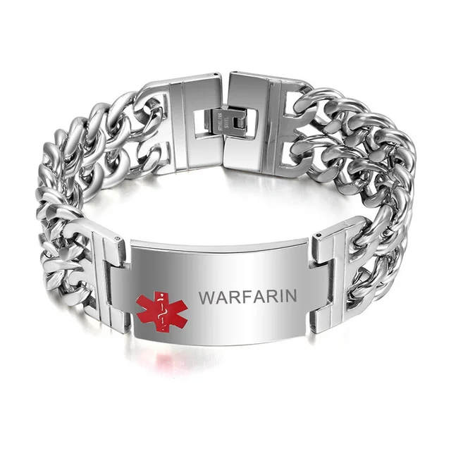 Medical Alert ID Bracelet For Men Stainless Steel Customized Phone