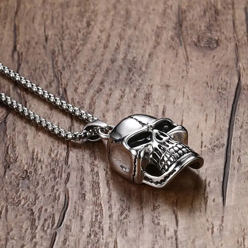 Мужское колье с подвеской в виде черепа из нержавеющей стали|necklace in silver|pendant