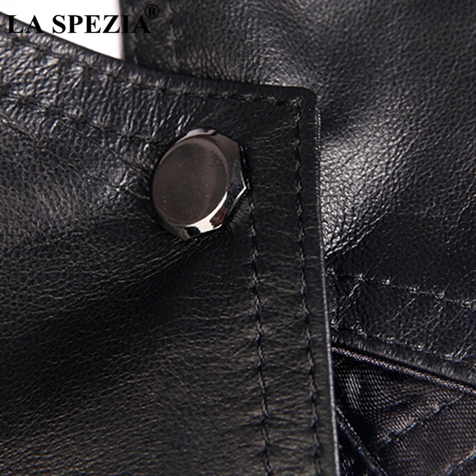 LA SPEZIA Women Red Vest Halterneck Genuine Leather Waistcoat Female Sheepskin OL Adjustable Ladies Spring Sleeveless Jackets