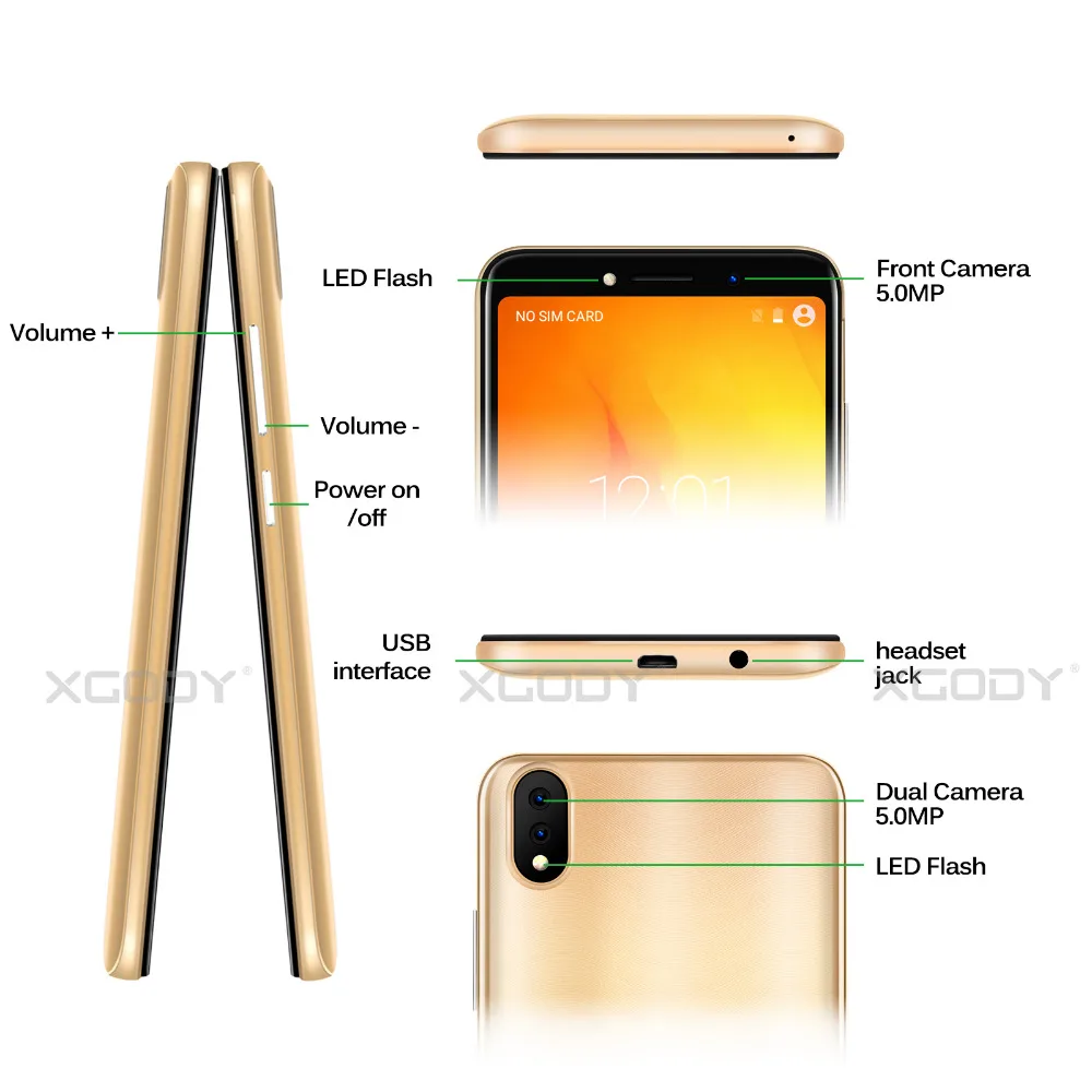 XGODY New 3G Mobile Phone 18:9 5.5 inch MTK6580 Quad Core 2GB RAM 16GB ROM 5MP Cameras Android 8.1 Smartphone XGODY New 3G Mobile Phone 18:9 5.5 inch MTK6580 Quad Core 2GB RAM 16GB ROM 5MP Cameras Android 8.1 Smartphone