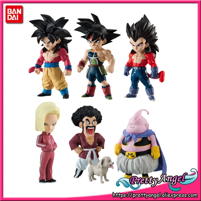 

PrettyAngel - Genuine Bandai Dragon Ball SUPER 07 Full Set of 6 Pcs Goku Vegeta Bardock Majin Buu Mr.Satan Android 18 Toy Figure