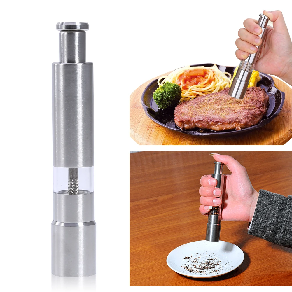 

Stainless Steel Pepper Mill Salt and Pepper Grinder Hand Mill Spice Seasoning Kitchen Accessories Cooking Tool