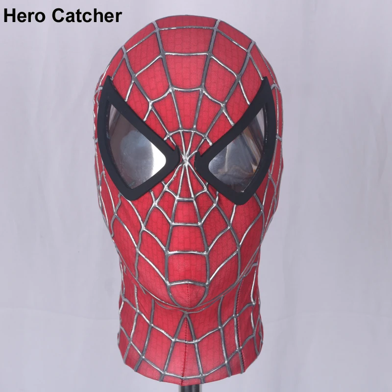 

Hero Catcher High Quality S-M-L-XL 3D Cobwebs Spiderman Mask With Lens Raimi Spider Man Face Mask With Mirror Lens
