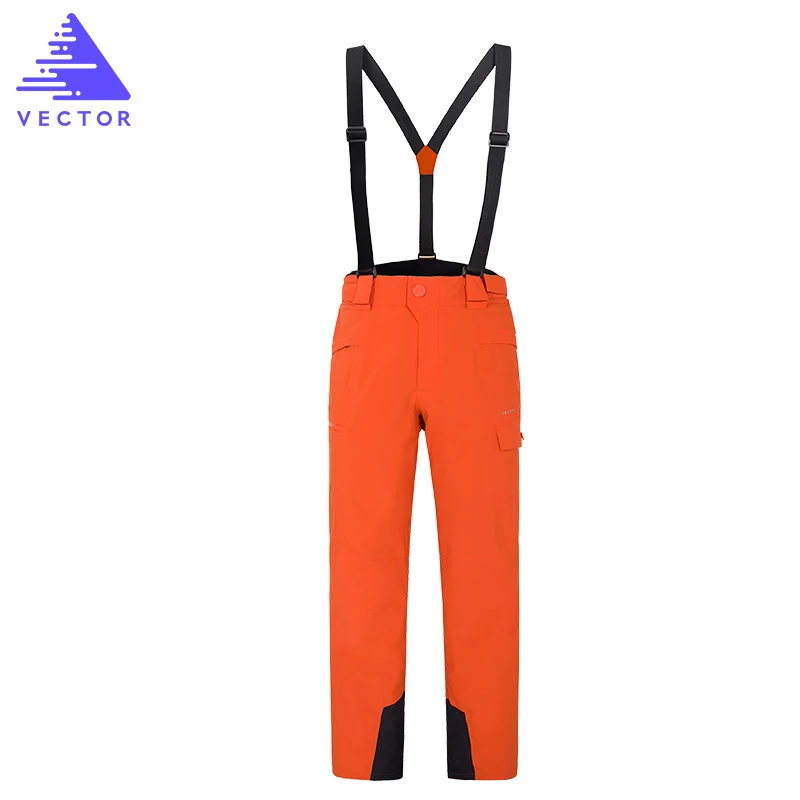 Векторные профессиональные высококачественные горнолыжные брюки для мужчин и женщин, теплые водонепроницаемые лыжные штаны для сноуборда, уличные брюки - Цвет: Women Orange