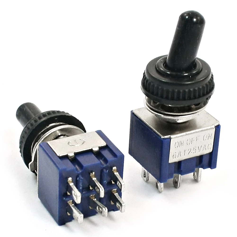 

2Pcs AC 6A 125V DPDT 3 Position ON-OFF-ON Power Control Toggle Switch