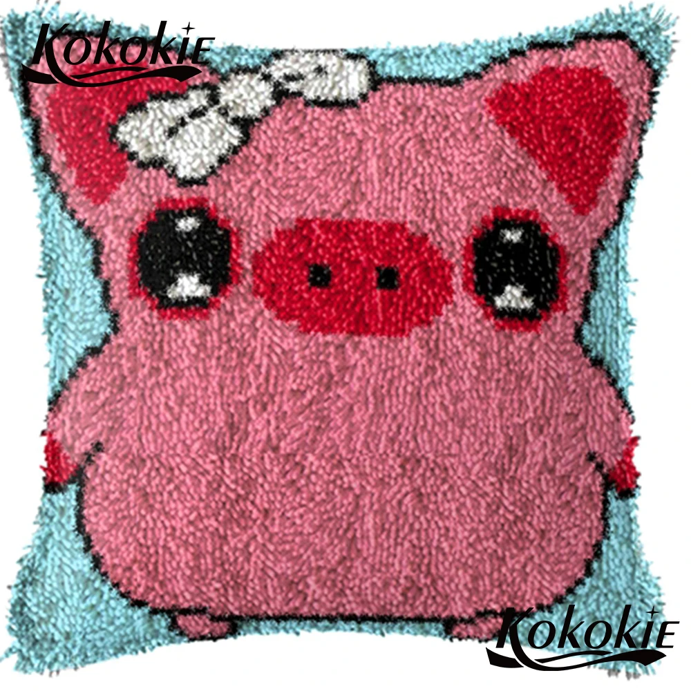 

Handmade Unfinished Embroidery Pillowcase Cross stitch pillow kits latch hook rug making kits pig 3d mat sets cushion blanket