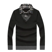 2016 neue Herbst Beiläufigen Dünnen männer Pullover drehen-unten Kragen Gefälschte Zweiteilige Kopf Pullover Männer Pullover LQ534