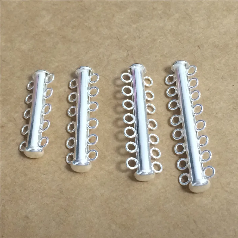 Sterling Silver Tube Clasps with 5 6 7 8 Rings, 925 Silver 5 6 7 8