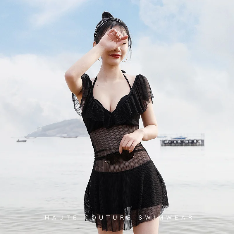 

One Piece Swimsuits Women Swimsuit Solid Female 1 Sports Swimwear 2019 New Insight Woman Korea Ins Skirt Sexy Spandex Sierra