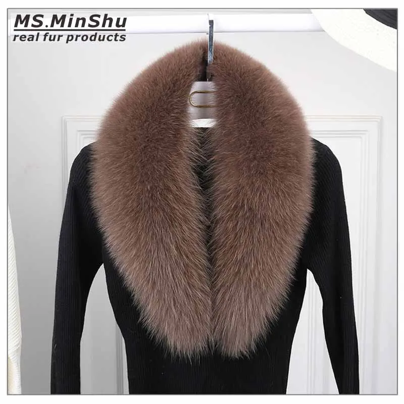 Goedkoop Ms. MinShu Removal Echt Vos Bontkraag Natuurlijke Vossenbont Sjaal Voor Vrouwen Winter Vossenbont Halswarmer Bont Shawl Groothandel
