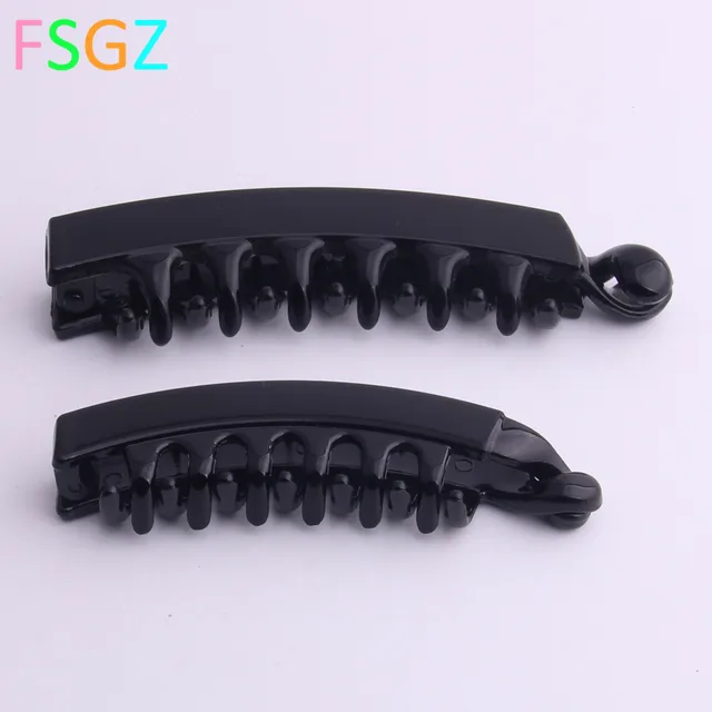 2018 New Fashion Banana Hair Clip For Lady Quality Environmental ABS Plastic Tines Crab For Hair Twist Hair Pin For Girls 2 PCS