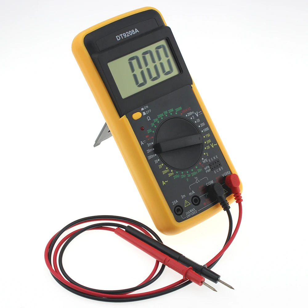 Portable DT9208A 1999 Counts LCD Display Multimeter Electric Handheld AC DC Resistance Capacitance Voltmeter Ammeter
