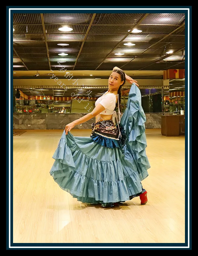 Хлопок 4 ярусные 18 ярдов Ats Цыганский родовой танец живота юбка EH75