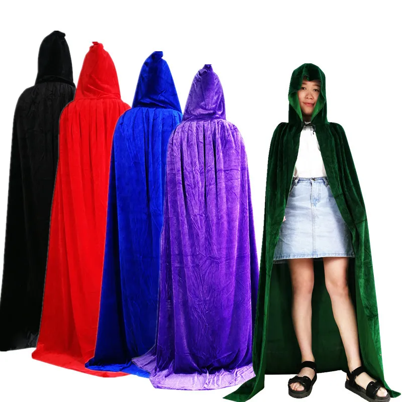 

Gothic Hooded Stain Cloak Wicca Robe Witch Larp Cape Women Men Halloween Costumes Vampires Fancy Party June 24