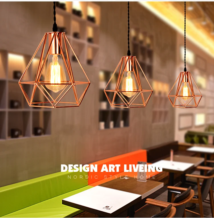 Современный скандинавский металлический светодиодный подвесной светильник, промышленный винтажный подвесной светильник с покрытием из розового золота, креативный подвесной светильник для ресторана, гостиной