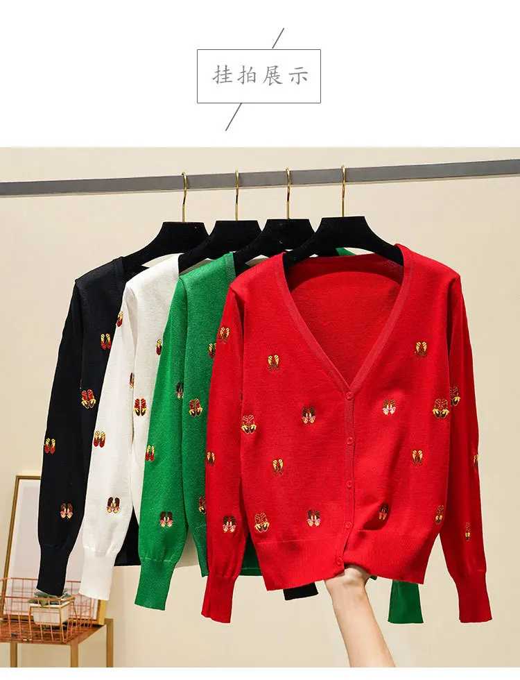 Baharcelin, свитер с вышивкой в виде кота, куртка, женский кардиган, вязаный свитер, пальто, джемпер, вязаный крючком, Повседневный, v-образный вырез, женские кардиганы, топы