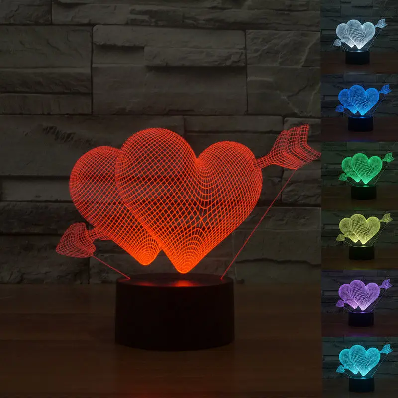 Шарики сердце Форма светодиодный свет ночи ребенок романтическую атмосферу Любовь 3D лампа Домашний Декор гаджет Звездная ночь Детская Ночь Лампы для мотоциклов - Испускаемый цвет: RGB