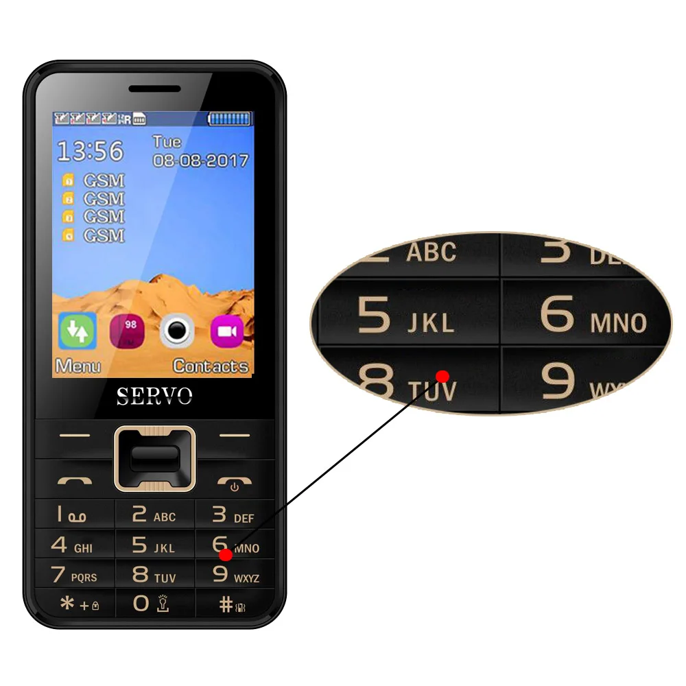 SERVO V8100 2,8 дюймов 4 sim-карты 4 резервный телефон Bluetooth фонарик FM GPRS GSM мобильные телефоны с русской клавиатурой мобильный телефон - Цвет: English button Black