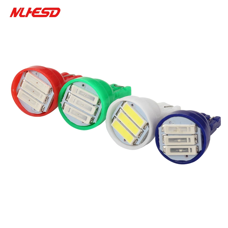 500X T10 3 SMD 7014 светодиодный 3SMD 7020 Вт белый синий красный зеленый желтый W5W