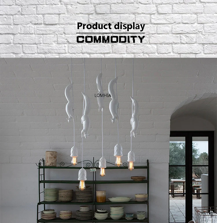 Nordic Resin Squirrel Led Pendant Lights Modern Industrial Hanging Animal Lamp7