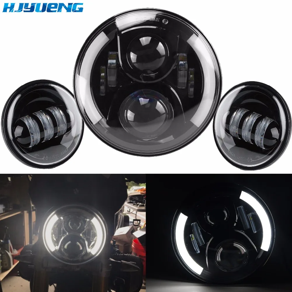 

60w harley parts 7Inch headlight H4 Led moto Projector Daymaker Round Headlamp 4.5"for Harley Davidsion motorcycle fog lights