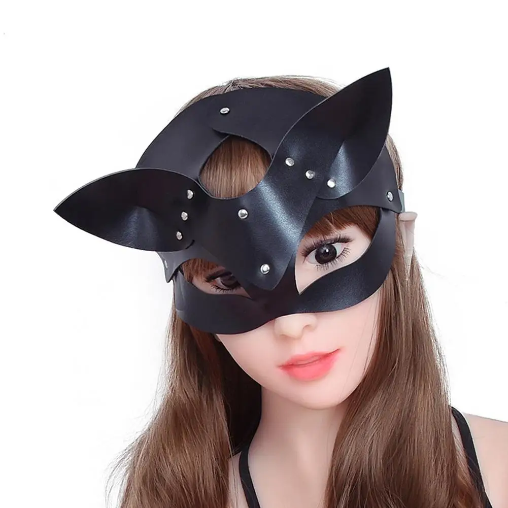 Маска для головы лисы Маска «кошка» с ушками с черно-красным капюшоном кошки костюмы с масками аксессуары сексуальная маска-Фетиш