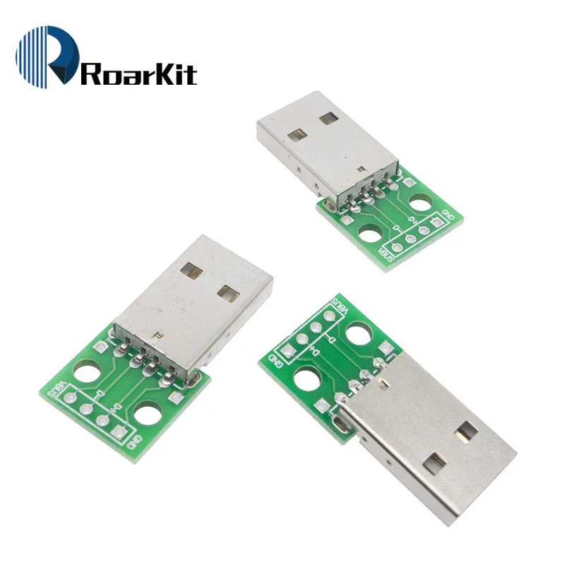 10 шт./лот USB-04 USB штекерные разъемы для DIP адаптера пластины конвертер 4 Pin для 2,54 мм печатной платы