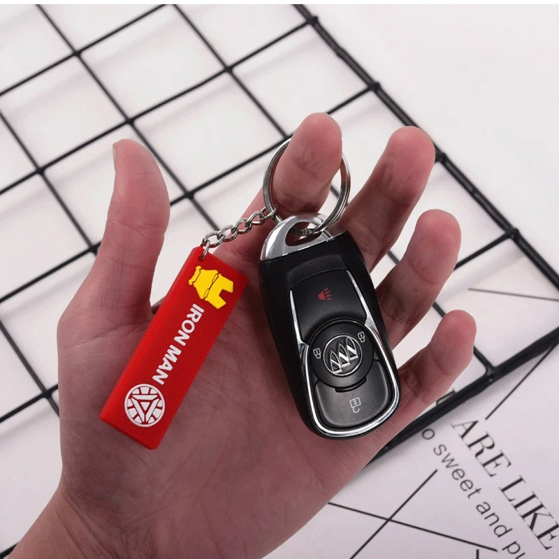

Fashion Soft Rubber Car Keychain Spiderman American Captain Iron Man Keychain Car Motorcycle Key Ring Bag Pendant Accessories