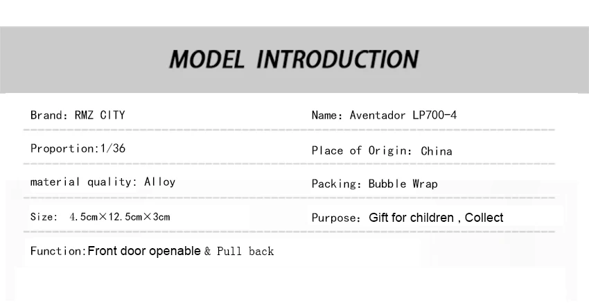 RMZCITY 1:36, AventadorLP700-4, крутой черный спортивный автомобиль, литая под давлением, модель автомобиля, игрушка с оттягиванием для детей, подарки, коллекция игрушек