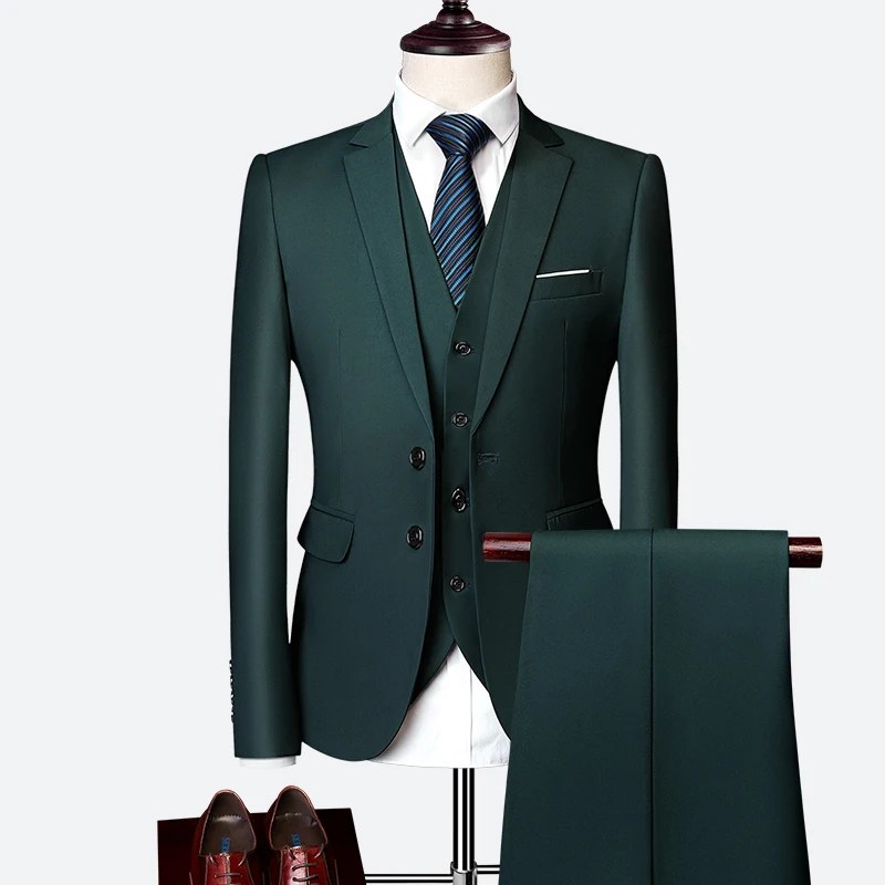 

Jacket + Pant + Vest 2019 New Men Formal Business Slim Suits Wedding Dress 3 piece party Suit Blazers Coat Trousers Waistcoat