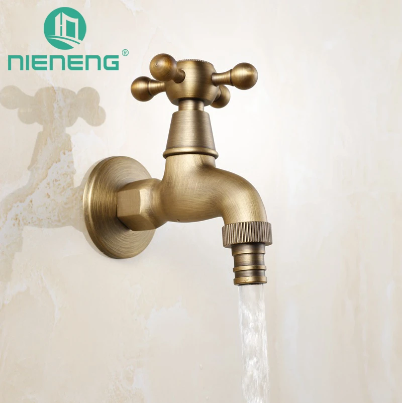 Nieneng Washing Machine Antique Brass Tap Faucet Garden Bibcock Small