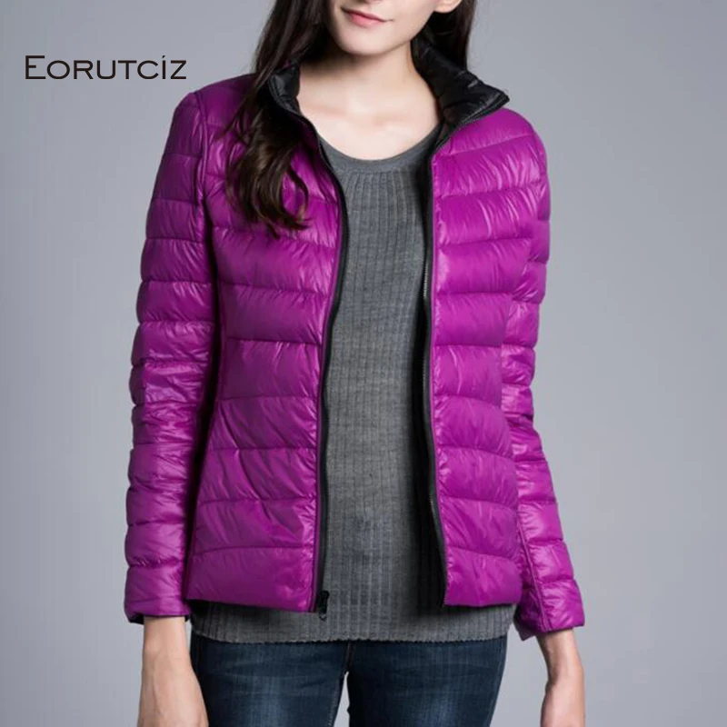 

EORUTCI Winter Ultra Light Duck Down Coat Women Plus Size 4XL Jacket Two Side Short Autumn Slim Coat LM507