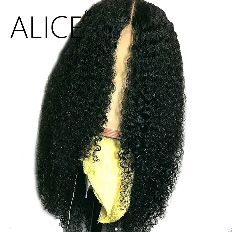 

ALICE Kinky Curly Wig With Baby Hair Pre Plucked Brazilian Lace Front Human Hair Wigs Remy 13x4 Glueless Curly Lace Front Wig