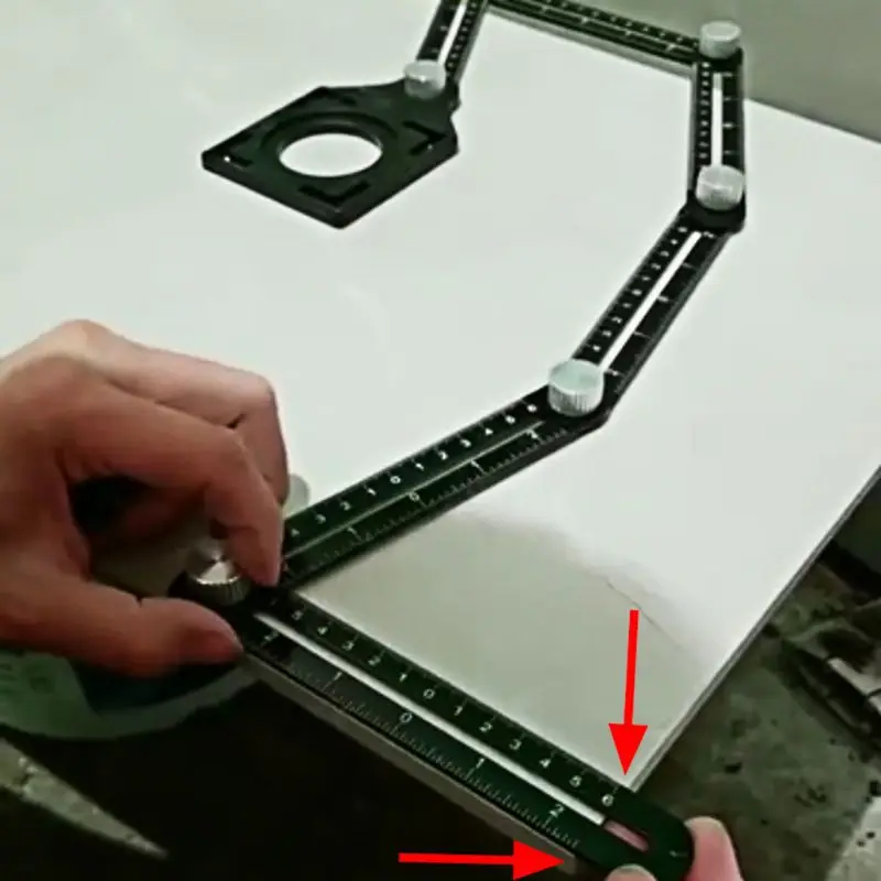 

6 Folding Ruler Tile Hole Positioning Multi Template Angle Rulers w/ Drill Guide for Puncher Carpentry #715