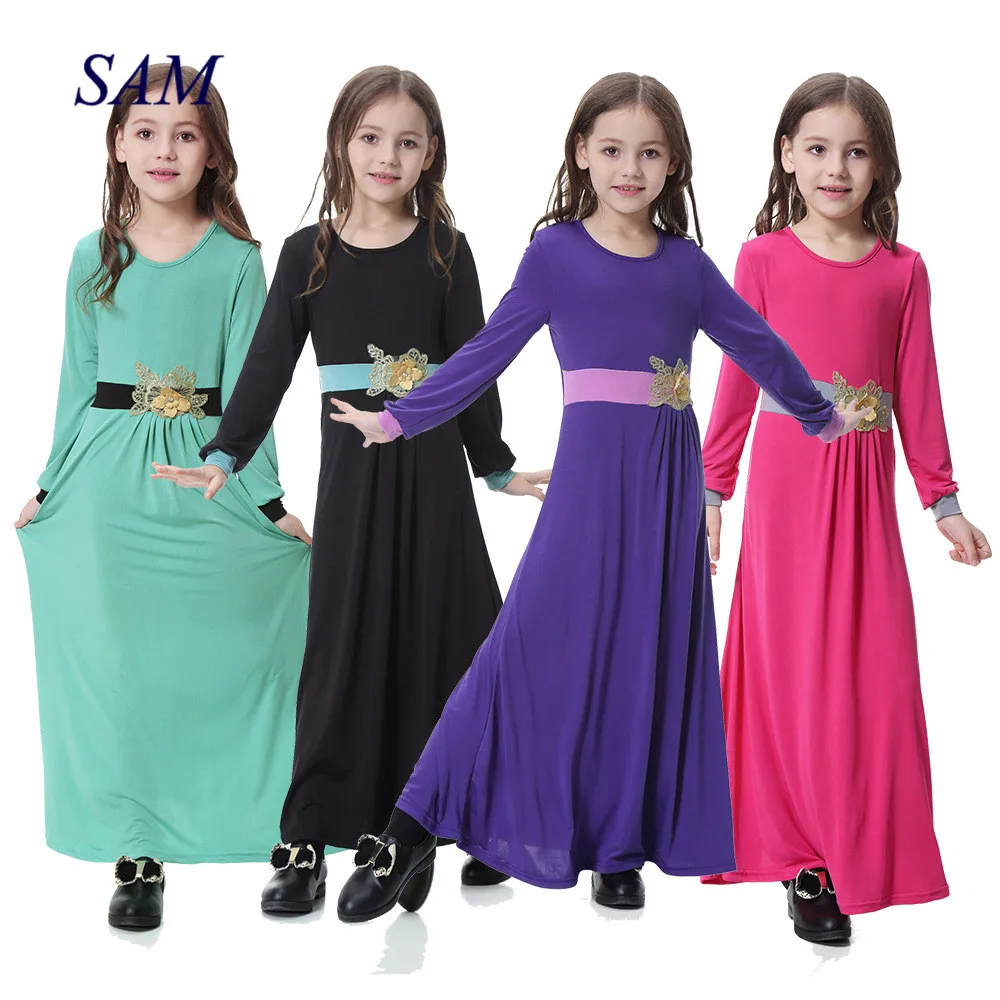 Muslim Children's Fashion Dress Middle Eastern Hui Girls Arab Dresses