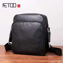 AETOO Shoulder diagonal bag men's small bag casual men's bag head layer mini square bag trend