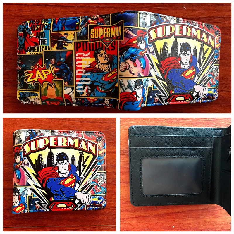 

2018 New arrivel high quality wallets American super man wallet short PU folding wallets W689