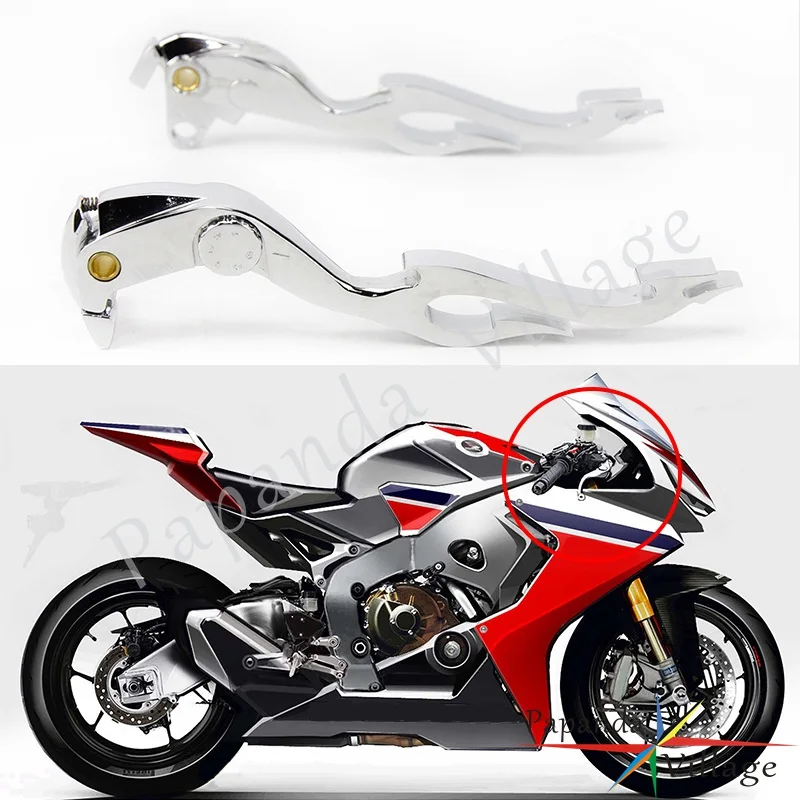 

A Pair Chrome Flame Style Motorcycle Brake Clutch Lever For HONDA CBR1000RR 2004-2007 CB1000R 2008-2016 Aluminum Clutch Levers