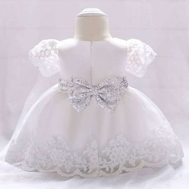2019 Baby Girl Dress Lace white Baptism Dresses for Girls 1st year birthday party wedding Christening baby infant clothing