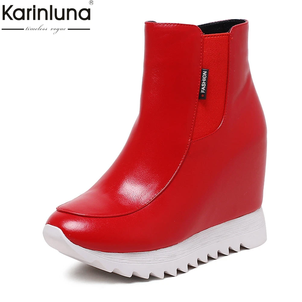 

KarinLuna Brand new Large Size 32-40 Wholesale Hot Sale Ankle Boots Woman Shoes Platform Black Red Boots Female Shoes Woman