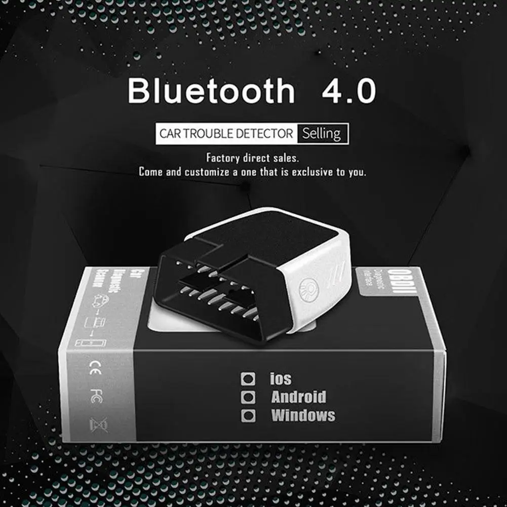 ELM327 V2.2 автомобильный OBD2 автомобильный Bluetooth 4,0 диагностический сканер с чипом 25K80 для Android/IOS - Цвет: Black and white